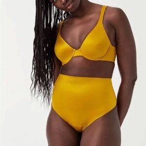 SPANX Shaping Sating High Rise Thong in Dijon